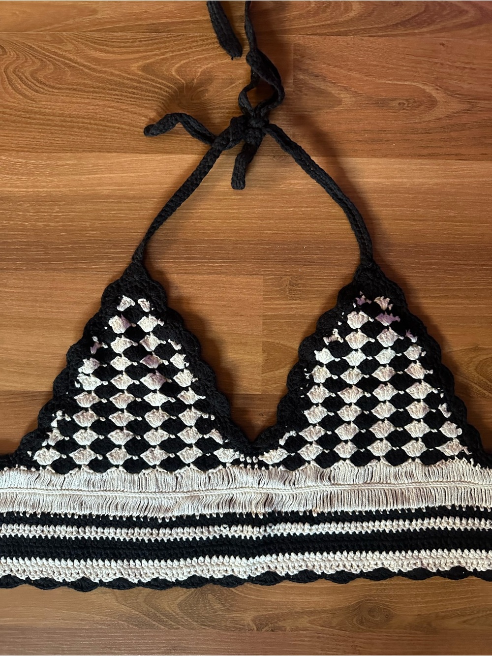 Crochet Black & White Top Festival Ready
